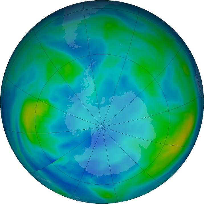 Antarctic ozone map for 06 May 2019